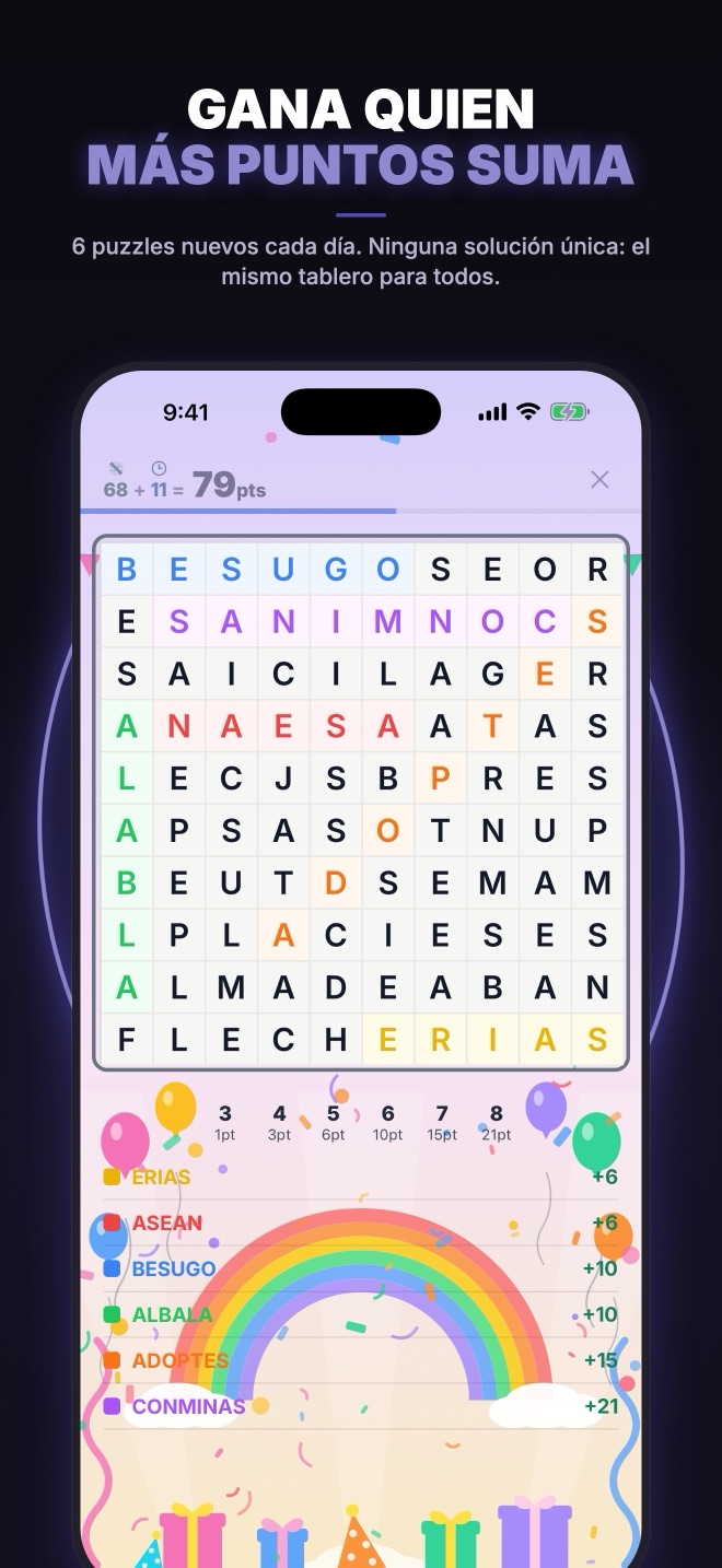 Partida de Felbor en curso con la puntuación en pantalla
